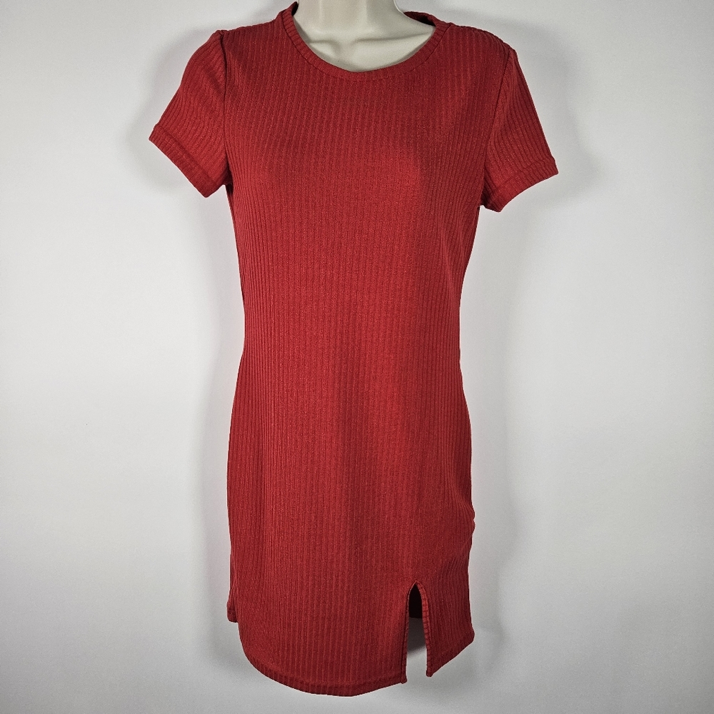 Shein Dress Red Size 6 Medium Bodycon With Front Slit New Without Tags